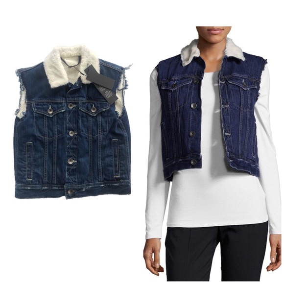 Helmet Lang Women's Shrunken Denim Vest size S - Picture 1 of 5